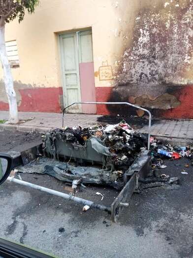 Uno de los contenedores calcinados/TA.